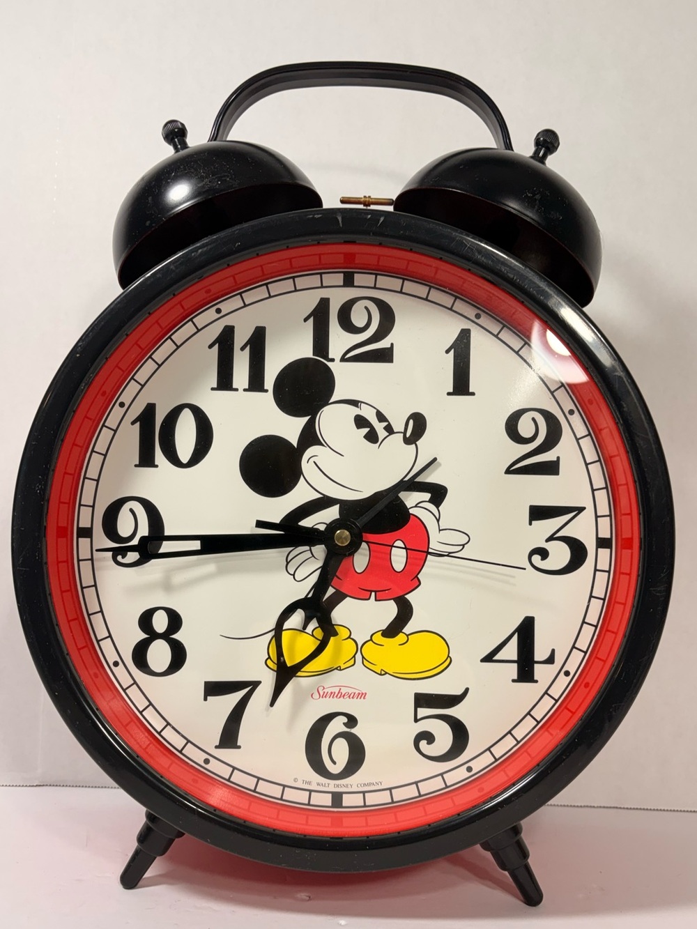 Vintage Sunbeam Disney Mickey Mouse Giant Twin Bell Alarm Clock Working